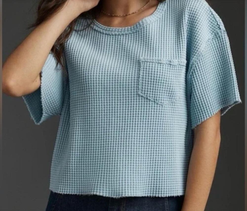 Pilcro Anthropologie Oversized Boxy Short-Sleeve Waffle T-Shirt S Granola girl